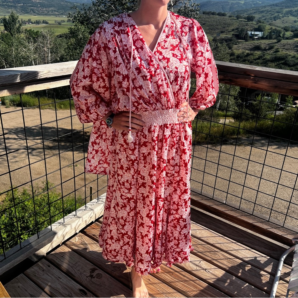 Vintage red and white floral Diane fres dress